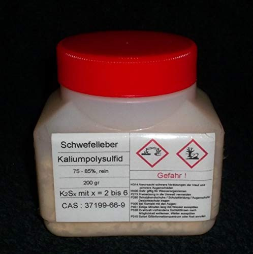 Svavellever, 200 g, kaliumpolysulfid K2Sx (75–85 % ren) | beta koppar, beta silver, låt konstgjord åldras