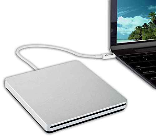 Ploveyy USB-C Superdrive - Lector Externo de DVD/CD y grabadora de DVD para MacBook Air, Pro, iMac/Mini/MacBook Pro, ASUS/DELL Latitude con Puerto USB-C Plug and Play, Color Plateado