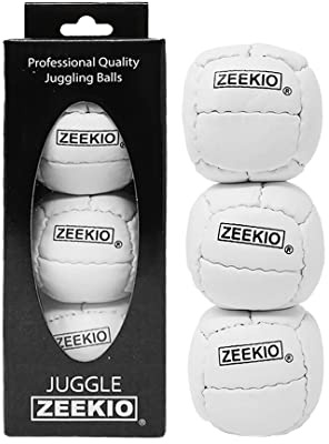 Zeekio Galaxy Juggling Balls - Premium 12 Panel Genuine Leather Balls - 130g - 67mm - Pack of 3 (White)