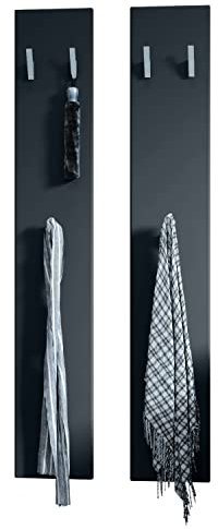 Vladon Wandpaneel 140, Made in Germany, Garderobenpaneel bestehend aus 2 Paneelen, Schwarz matt (je 24 x 140 x 2 cm)