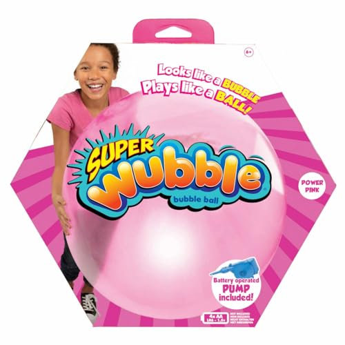 Wubble Super Bubble Ball - Pink (With Pump) | Looks Like a Bubble, Plays Like a Ball! | Inflates to 80cm Tall | Outdoor Garden Toys | Ages 6+