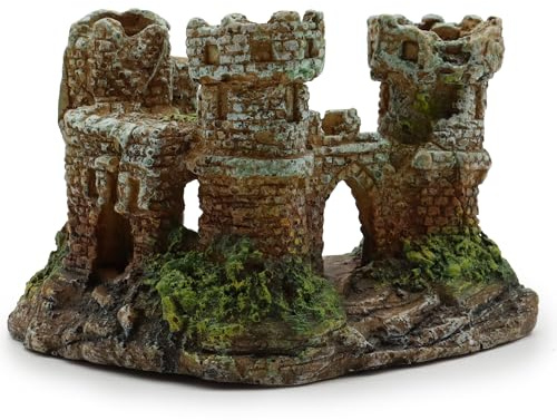 Amtra Deko Castello Romano - Decorazione in Resina atossica per Acquari, Accessorio Ornamentale subacqueo, Decorativo rifugio nascondiglio, Dipinto a Mano, Dimensione 8 * 10 * 9 cm