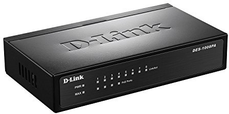 D-Link DES-1008PA Unmanaged Desktop Switch (8 Ports, 8 x 10/100 Mbit/s Ports, davon 4 x PoE-Ports)