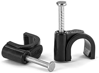 Cmple - Nail in Cable Wire Clips Cord Organizer Cable Straps Nails Tacks Clips 8mm Black - 100-Pack