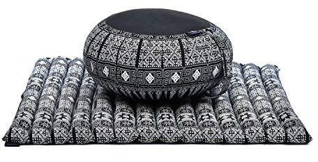 Leewadee Meditationskissen Set Sitzkissen Rund Zafu Yoga Kissen Zabuton Yogakissen Meditationskissen Meditation Zubehör Yoga Sitzkissen Yoga Meditationskissen, Kapok, Schwarz