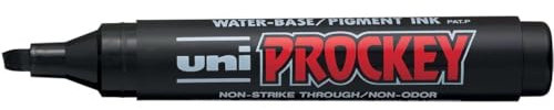 Uni-ball Prockey Permanentmarker mit Keilspitze, Schwarz, 12 Stück