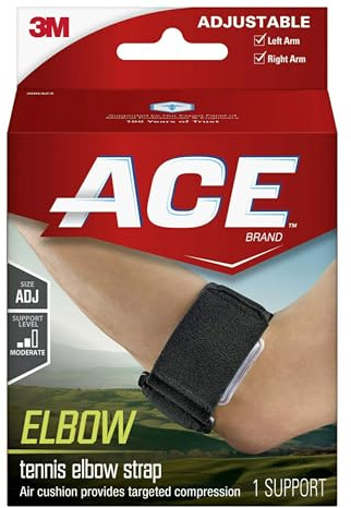 ACE Brand Tennis Elbow Support, Adjustable, Black, 1/Pack