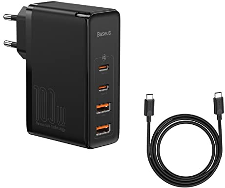 Baseus Travel Charger GaN2 Pro Quick wall charger C+C+U+U, PD 3.0, QC 4.0+, 100W EU Black (CCGAN2P-L01)