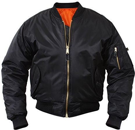 Rothco Kids MA-1 Flight Jacket – Warm & Comfortable Outdoor Bomber Aviator Pilot Coat, Black, XL