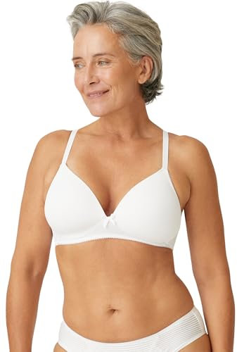 Naturana® Soft Wireless Bra with Cup [Cup A-D] Optimal fit & Maximum Support Thanks to Cut Design & Wide Straps | T-Shirt Bra | Women's Bra Without Underwire 38 White A