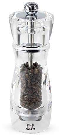 Peugeot - Vittel Manual Pepper Mill - Adjustable Grinder, Acrylic, Clear, 16 cm