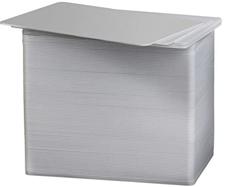 Karteo Plastikkarten blanko silber [100 Stück] Blankokarten EC-Kartenformat für Ausweise Dienstausweise EC- und Bankkarten Gesundheitskarten