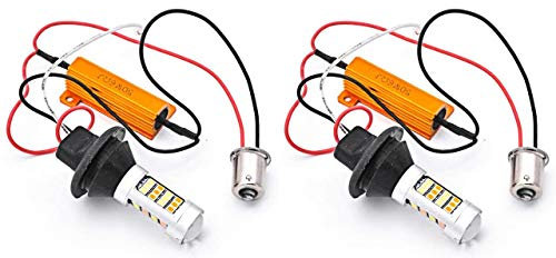 KATUR BAU15S 7507 PY21W 1056 5009 Blanc/Ambre Switchback LED Feu Clignotant Canbus sans Erreur 2835 42SMD 800Lumens 12V LED avec Résistances de Charge 50W 6ohm (Lot de 2)