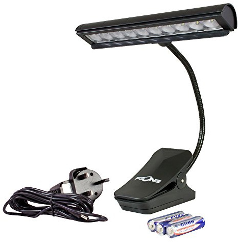 FZone FL9030 Clip on 10 LED Orchestra Music Stand Light - Including Power Adaptor and Batteries
