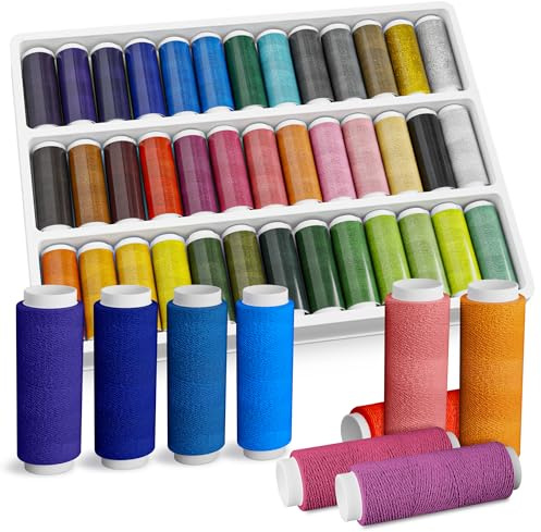 Sewing Machine Thread Set - 39 Colors Polyester Thread for Sewing Machine & Hand Embroidery, 140 Yards Per Spool, Bright Colors That Won't Fade - Ensures Smooth Stitching with Most Fabrics