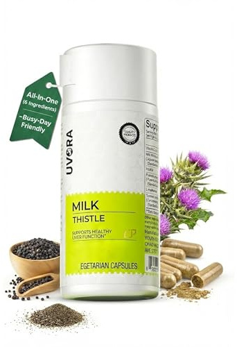 Uvora Cardo Mariano 300mg, 90 Capsule Vegetali, 80% Silimarina Standardizzata, Miscela Detox 6 Ingredienti, Supporto Benessere Quotidiano per Adulti con Vita Attiva e Stress, Routine 45 Giorni (1)