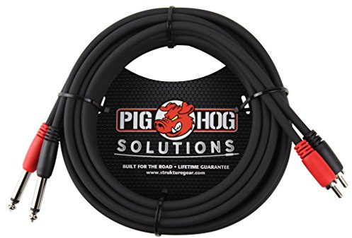 Pig Hog PD-R1415 Dual RCA (Male) to Dual 1/4 Mono (Male) Cable, 15 Feet