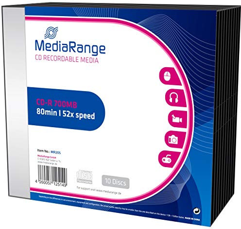 MediaRange CD-R 700MB|80min 52-fache Schreibgeschwindigkeit, 10er Pack im Slimcase