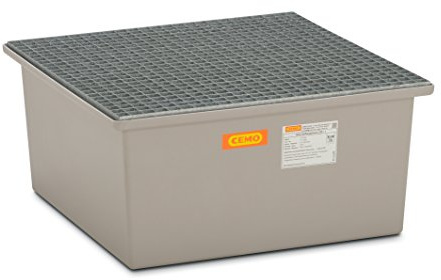 CEMO GFK Bac de récupération avec grille galvanisée, gris, 7868