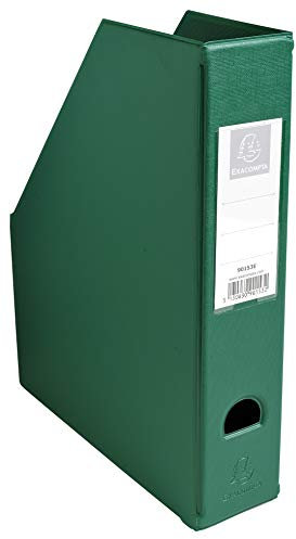 Exacompta - Ref 90153E - PVC Magazine File - Suitable for Storing A4 Documents,70mm Spine, Construction from 2mm Rigid PVC, Finger Hole & Label on Spine -Dark Green