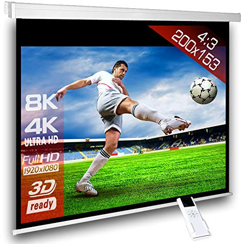 SlenderLine Schermo motorizzato 200 x 150 cm (alloggiamento 230cm) | 1,2 Gain | formato 4:3 | 3D | FULL-HD 4K 8K Ultra-HD | home cinema & presentazioni | telecomando incluso |LCD DLP & LED