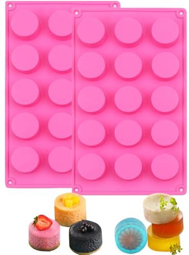 BAKER DEPOT 15 Holes Cylinder Silicone Mold For Handmade soap Chocolate jelly Pudding DIY Resin Mould Hole Dia: 1.5 inch Vol: 20ml Set of 2