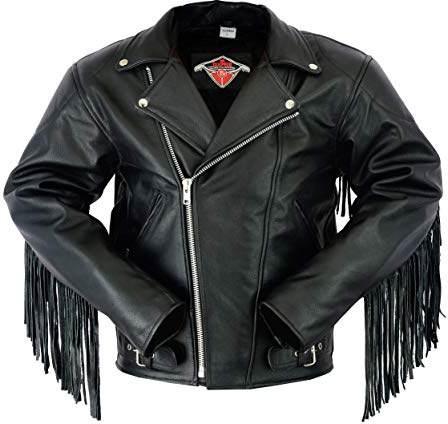 Texpeed Chaqueta chopper Borla de moto de cuero para hombre - Brando chaqueta de motociclista touring con protecciones originales CE (EN 1621-1) L
