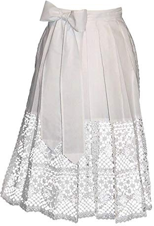 German Long White Lace Apron for Dirndl (13 (US size 0-8))