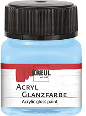 KREUL 79222 - Acryl Glanzfarbe, 20 ml Glas in hellblau, glänzend-glatte Acrylfarbe zum Anmalen und Basteln, auf Wasserbasis, speichelecht, schnelltrocknend und deckend