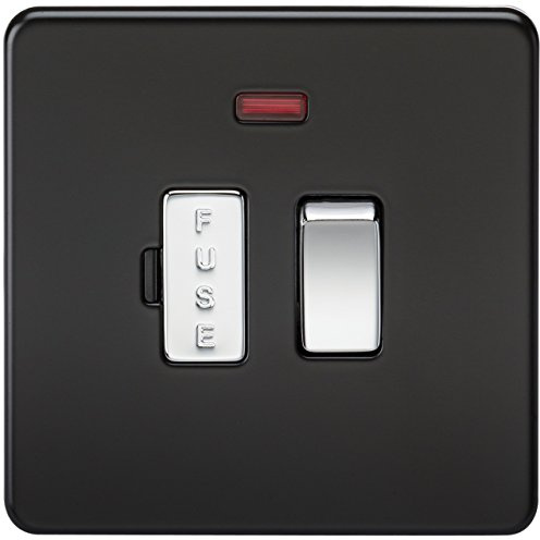 Knightsbridge SF6300NMB Screwless 13 A Switched Fused Spur Unit, Matt Black with Chrome Rocker