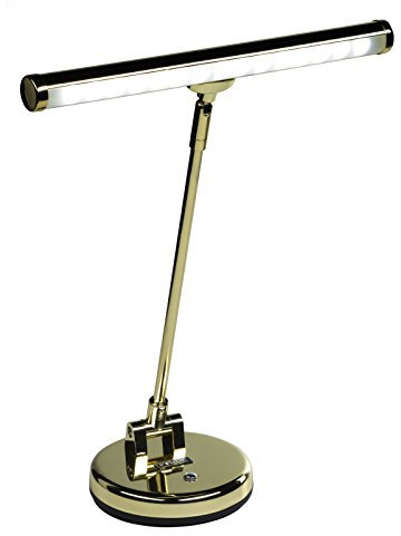 Fame LED-Pianoleuchte, Gold, 10 Power-LEDs, Energieeffizient, Justierbar, Drehbar, Robuste Standfläche, Rutschfest, Inklusive Netzteil, USB-Adapter, 30cm Schirmbreite, 35cm Höhe, Ideal für Pianos