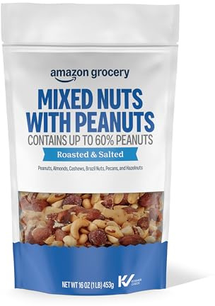 Amazon Grocery, Mixed Nuts with Peanuts, Roasted & Salted, 16 Oz (Previously Happy Belly, Packaging May Vary)