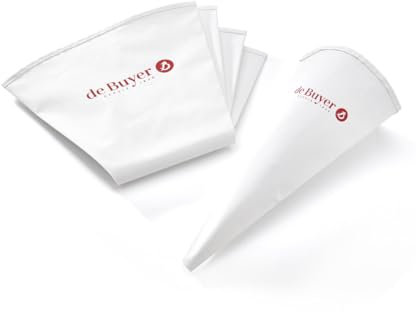 De Buyer - Lot : 5 poches pâtissières en coton revêtu - Longueur 30, 35, 40, 45 et 50 cm -, Blanc