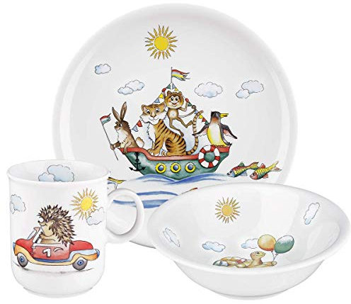 Seltmann Weiden Compact Flinke Flitzer Kindergeschirr, Porzellan, Mehrfarbig, 21 x 19 x 20 cm