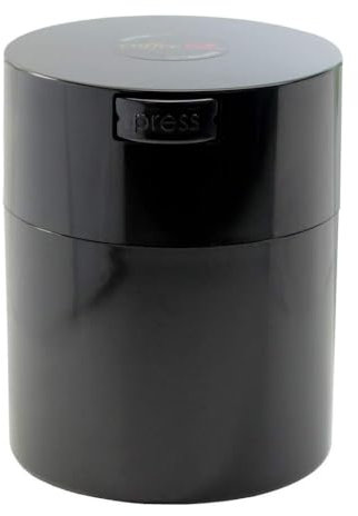 COFFEEVAC 1/2 LB – Patented Airtight Container | Multi-use Vacuum Container Works as Smell Proof Containers for Ground Coffee and Coffee Bean Containers. Black Cap and Body