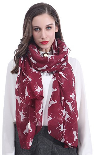Lina & Lily Damen Schal mit Pferd Muster (Rot)
