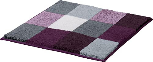 Erwin Müller WC-Vorlage ohne Ausschnitt Kreta aubergine Größe 50x50 cm, rutschhemmend - kuscheliger Hochflor, für Fußbodenheizung geeignet