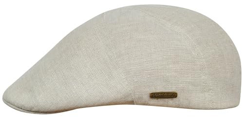Sterkowski Modell Ivy Five| 100% Naturleinen Schiebermütze für Herren und Frauen | Klassische Sommer Schirm Cabriolet Vintage Irisch Gatsby Ivy Kappe Modische Golf Retro Beige 58
