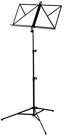 Kirstein Notenständer Light - mit Tasche - Bodenschonende Kunststofffüße - Individuell verstellbare Höhe ca. 55-100 cm - Gewicht ca. 1 kg - Schwarz