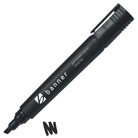 Banner Permanent Marker Chisel Tip Black Ref 9270009 Low Odour Alcohol-based. Quick Drying And Fadeproof On Almost Any Surface. Low Odour Non-toxic Permanent Markers Can Write On A Variety Of Surfaces With Ease Indelible Ink Is Fade-resistant Value Alternative To Big Branded Products Chiselled Tip Perfect For Detail And Broad Use 2-4mm Line Width. Colour: Black. Pack Of 10.