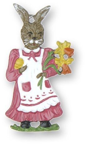 Zinnfigur Hasenfrau mit Blumen