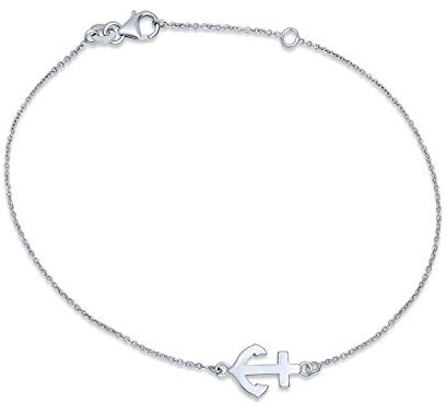 Nautical Boat Anchor Charm Anklet Ankle Bracelet Sterling Silver Adjustable