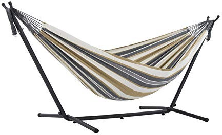 Vivere Doppel Baumwolle Hängematte mit Hängemattengestell 250 cm, Wüstenmond, Desert Moon