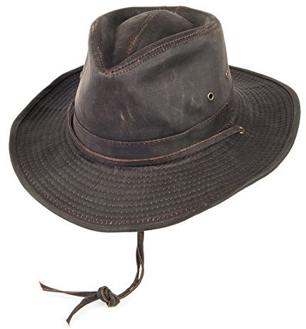 Dorfman Pacific Outback Cowboyhut aus Verwitterter Baumwolle - Braun - M