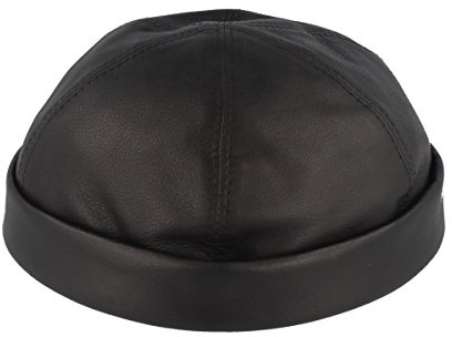Bullani Docker Casquette | Bonnet docker | Bonnet marin 100 % cuir – Fabriqué en Allemagne – Confortable et doux pour la peau, Noir , 55