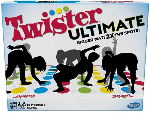 Hasbro Gaming Twister Ultimate: Bigger Mat, More Colored Spots, Family, Kids Party Game Age 6+; Compatible with Alexa (Amazon Exclusive)