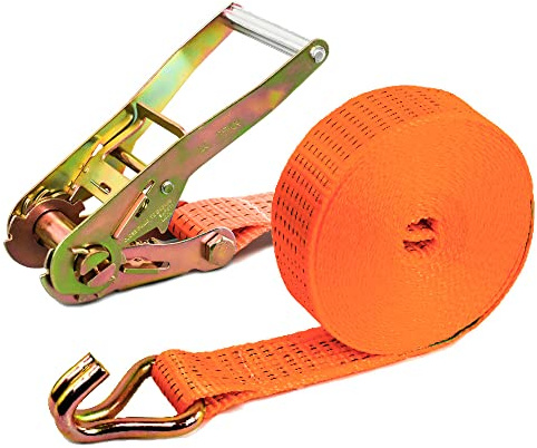 PONSA R50GC – Cincha de Amarre con Carraca 8 Metros (8m + 0,5m) con Gancho Cerrado – Amarre para Carga Resistencia Rotura 4000 kg (en Bucle) – Correas de Trinquete Cargas Pesadas Camión
