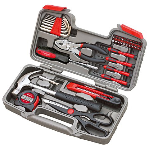 Apollo Tools DT9706 Original 39-teiliges Reparatur-Handwerkzeug-Set mit Werkzeugkasten, Aufbewahrungskoffer, rot
