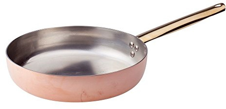 Pentole Agnelli ALCU11140 Padella in Rame liscio stagnato a mano con un Manico Tubolare in Ottone, 40 cm