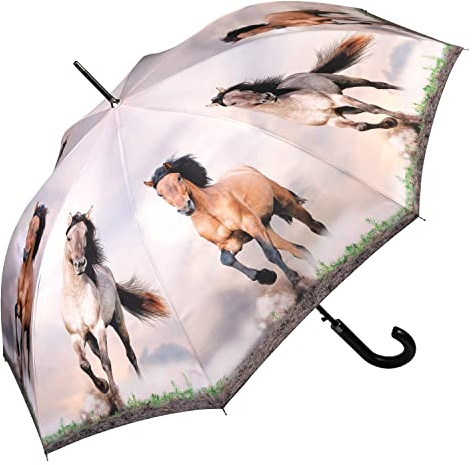 VON LILIENFELD® Parapluie Chevaux sauvages Canne Grand Robuste Ouverture Automatique